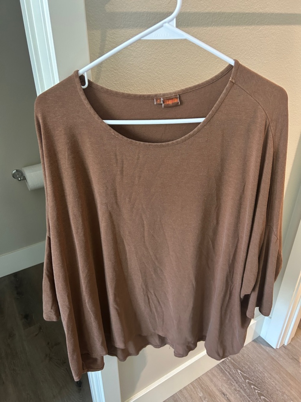 Tianello Oversized Scoop Neck Tunic in Chocolate Brown